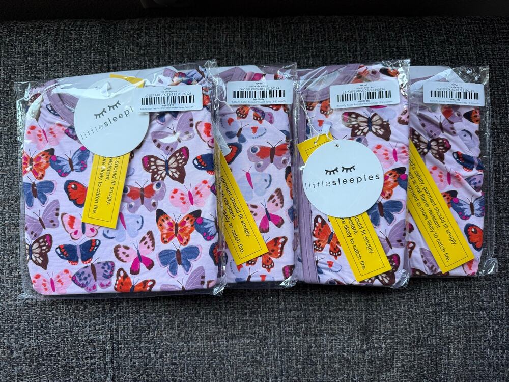 NEW Little Sleepies Butterfly Kisses Bundle Sizes 0-3, 3-6, 6-12 and 2T
